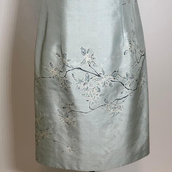 Ann Taylor 100% Silk Mint Green Floral Sleeveless Sheath Dress Womens Size 2 - Picture 3 of 12